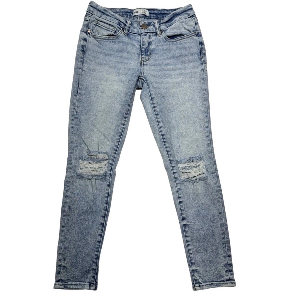 BKE Stella Ankle Skinny Jeans Womens 25 Light Wash Distressed Low Rise Slim Fit